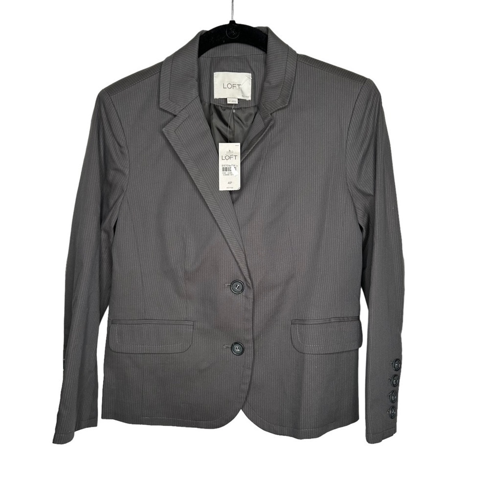 The LOFT Ann Taylor Womens Pinstripe Blazer Size 4P Gray BNWT